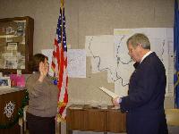 Town Clerk - Swearing in Jan 4, 2010. Ginger Salisbury and First Selectman Davis