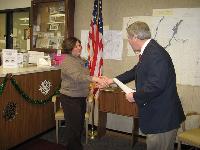 Town Clerk  -  Swearing in Jan 4, 2010. Ginger Salisbury and First Selectman Davis