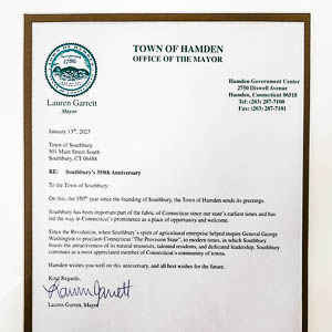 congratulation letter from town of hamden