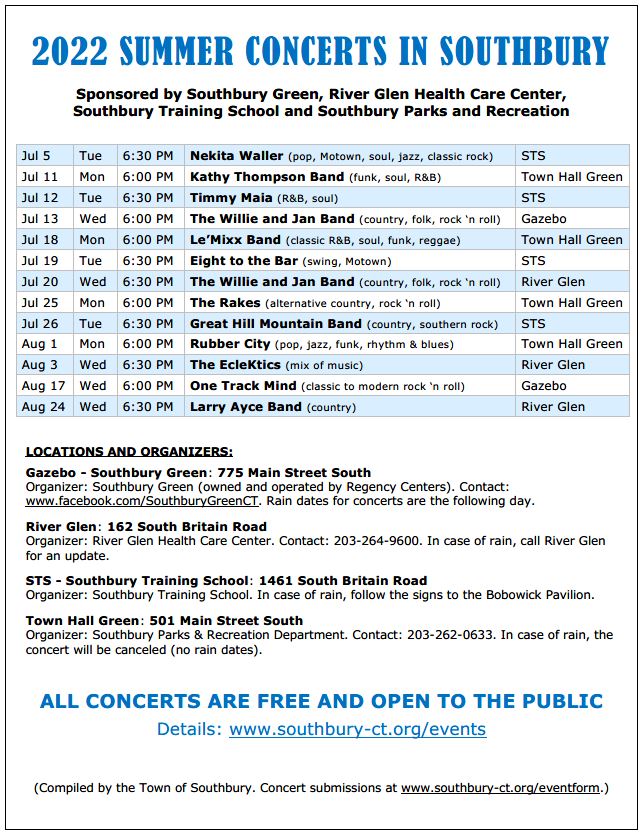 southbury concert schedule
