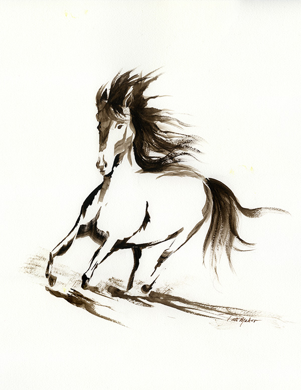 watercolor or running horse