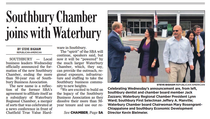 republican american article on southbury chamber joining waterbury