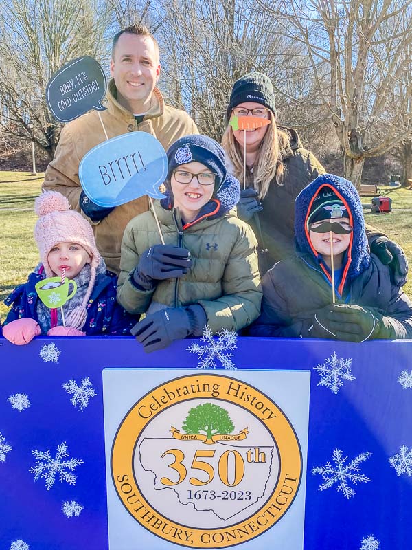 family photo at snow and ice festival