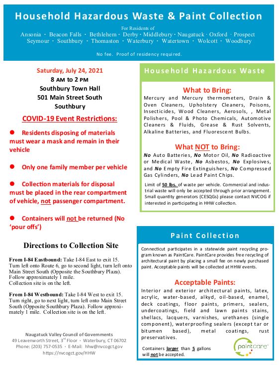 Household Hazardous Waste collection flyer