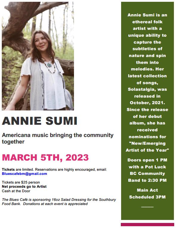 annie sumi at blues cafe flyer