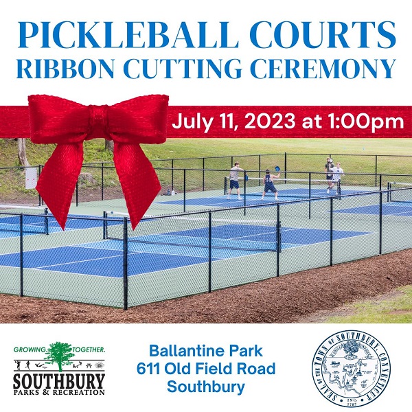 pickle ball courts ribbon cutting flyer