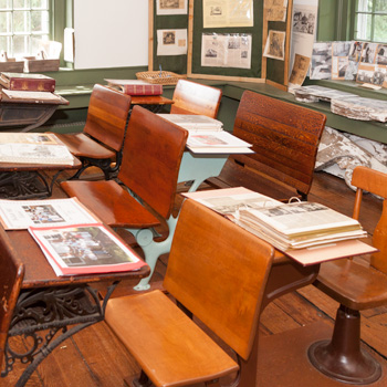 Old classroom of the Bullet Hill School in Southbury