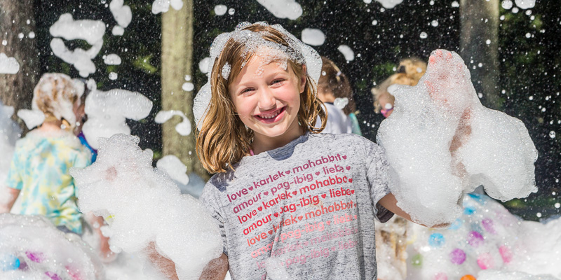 girl in a foam