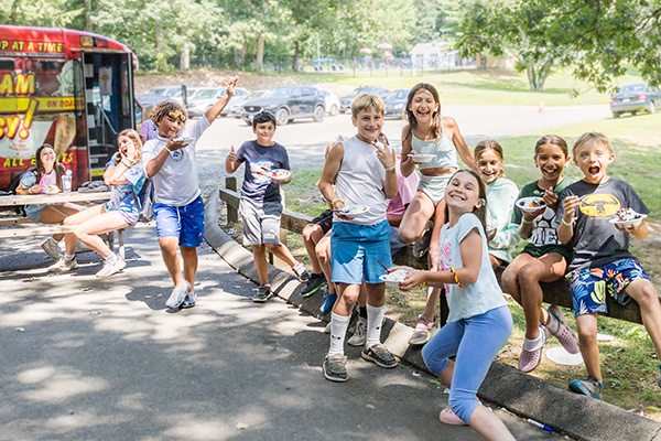 campers with ice cream