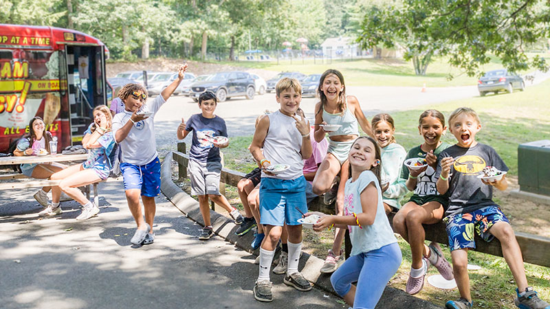 campers with ice cream