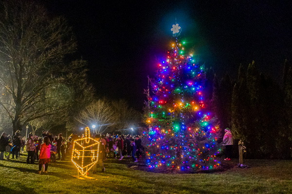 christmas tree and dreidel