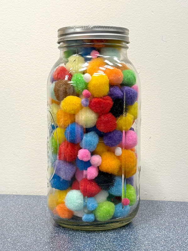 pompoms in a jar