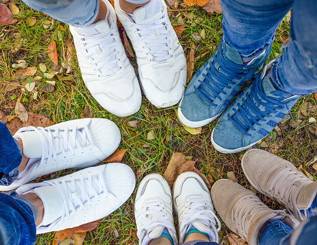 hiking sneakers in a circle