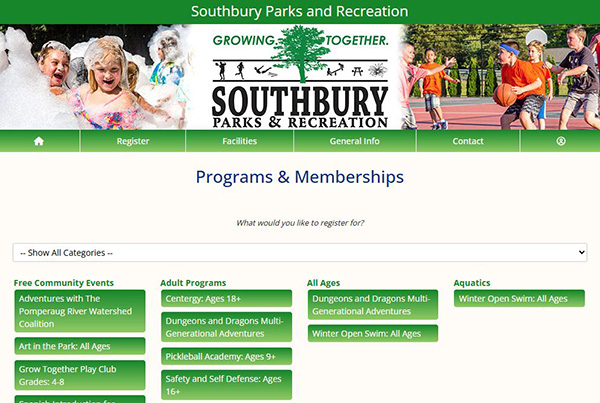 partial list of programs by southbury parks and recreation department