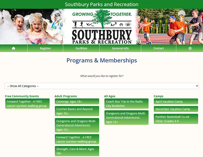programs listing page